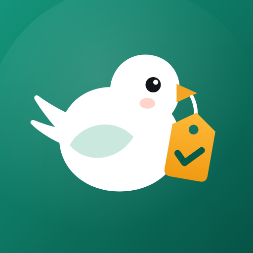 Duebird app icon: a little bird carrying a due tag